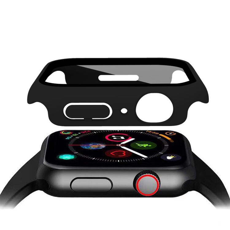 Vildt Godt Apple Watch Series 7 45mm Cover med Skærmbeskytter i Plastik og Hærdet Glas - Gennemsigtig#serie_1
