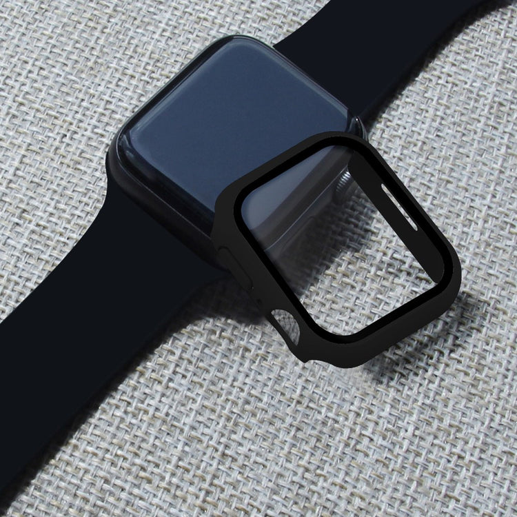 Vildt Godt Apple Watch Series 7 45mm Cover med Skærmbeskytter i Plastik og Hærdet Glas - Gennemsigtig#serie_1