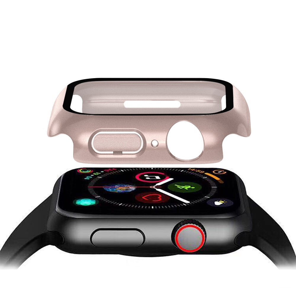 Vildt Godt Apple Watch Series 7 45mm Cover med Skærmbeskytter i Plastik og Hærdet Glas - Pink#serie_10