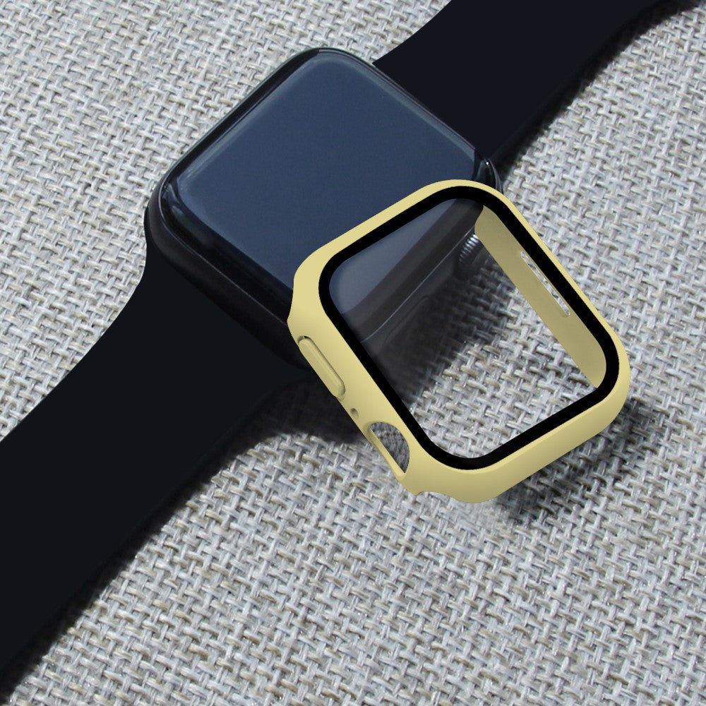 Vildt Godt Apple Watch Series 7 45mm Cover med Skærmbeskytter i Plastik og Hærdet Glas - Gul#serie_11
