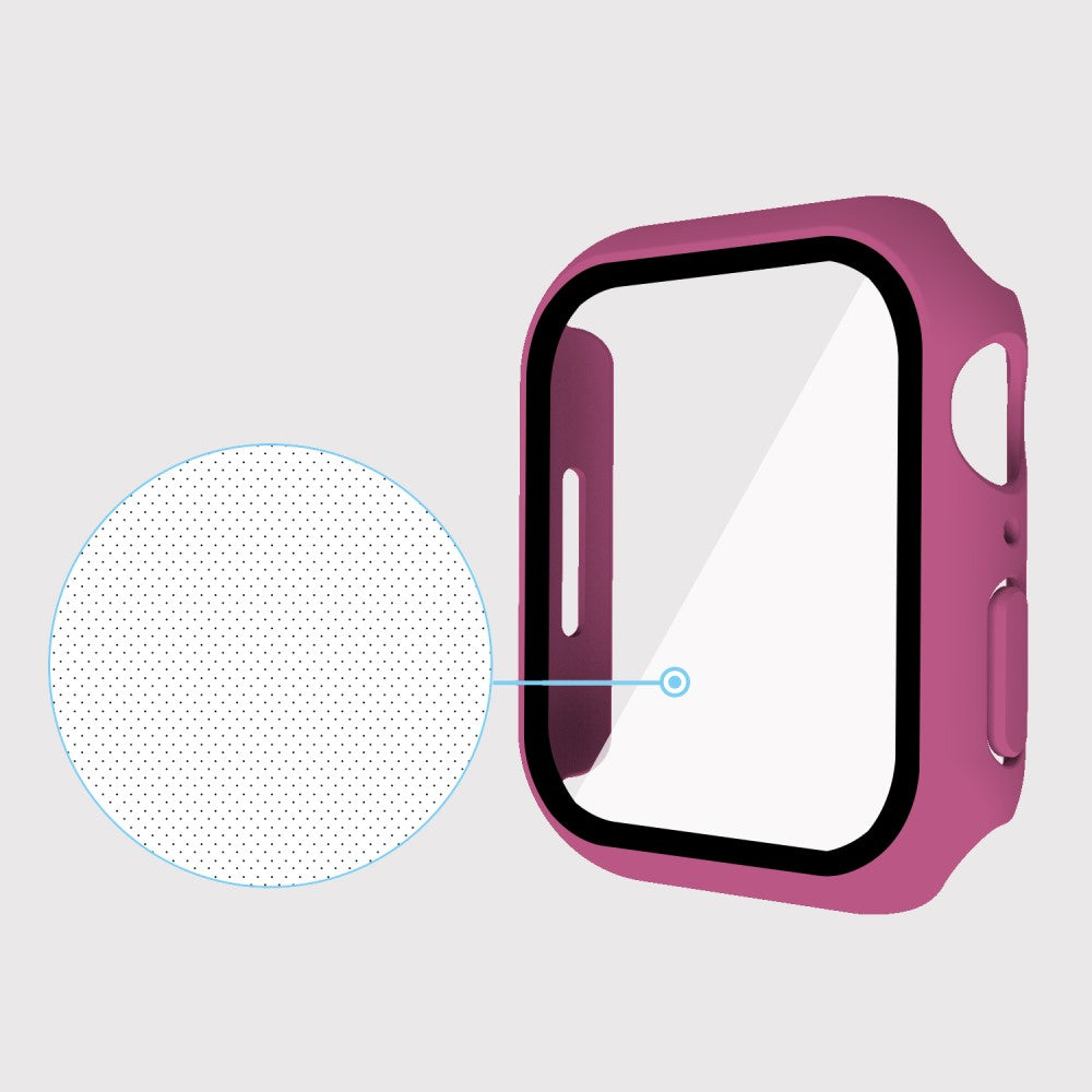Vildt Godt Apple Watch Series 7 45mm Cover med Skærmbeskytter i Plastik og Hærdet Glas - Pink#serie_13