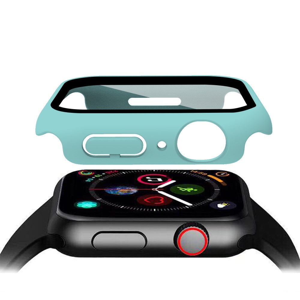 Vildt Godt Apple Watch Series 7 45mm Cover med Skærmbeskytter i Plastik og Hærdet Glas - Blå#serie_14