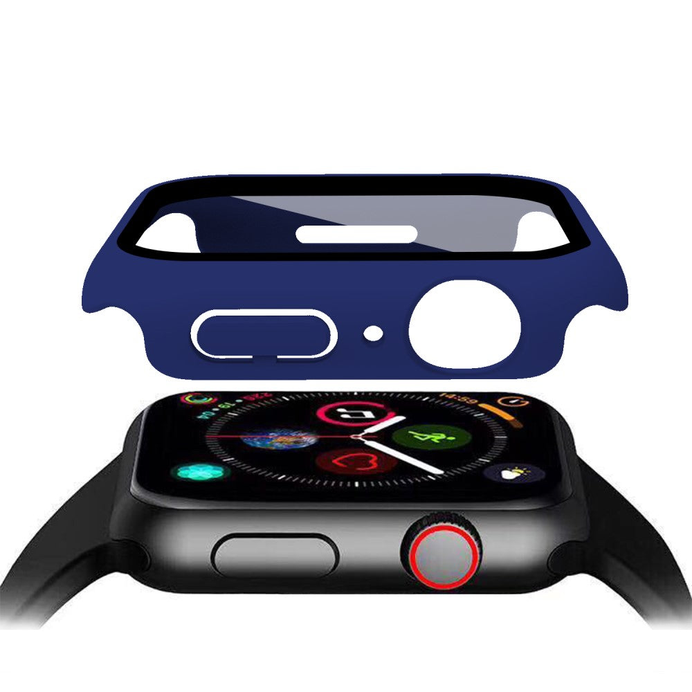 Vildt Godt Apple Watch Series 7 45mm Cover med Skærmbeskytter i Plastik og Hærdet Glas - Blå#serie_16