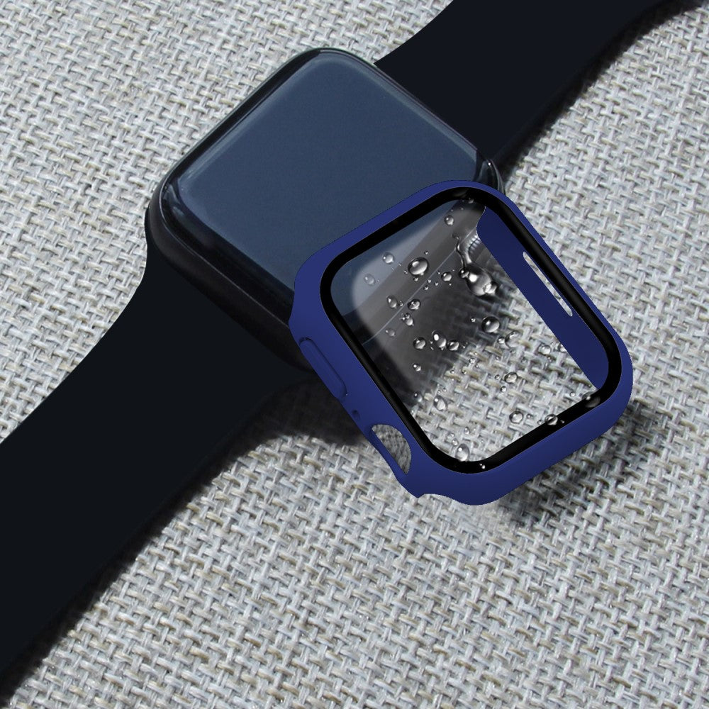 Vildt Godt Apple Watch Series 7 45mm Cover med Skærmbeskytter i Plastik og Hærdet Glas - Blå#serie_16
