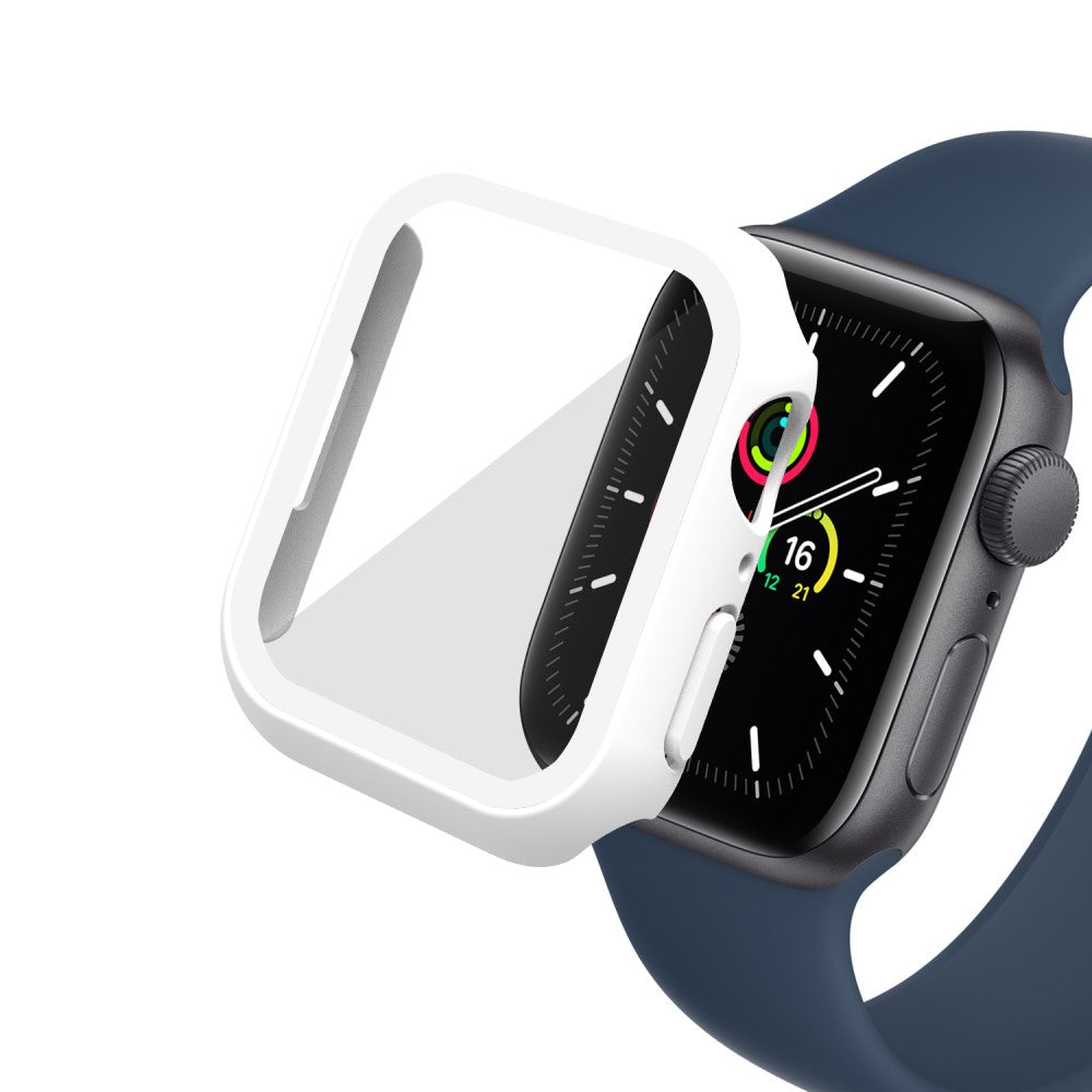 Vildt Godt Apple Watch Series 7 45mm Cover med Skærmbeskytter i Plastik og Hærdet Glas - Hvid#serie_3