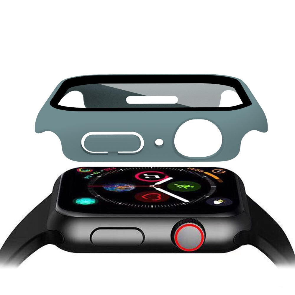 Vildt Godt Apple Watch Series 7 45mm Cover med Skærmbeskytter i Plastik og Hærdet Glas - Grøn#serie_7