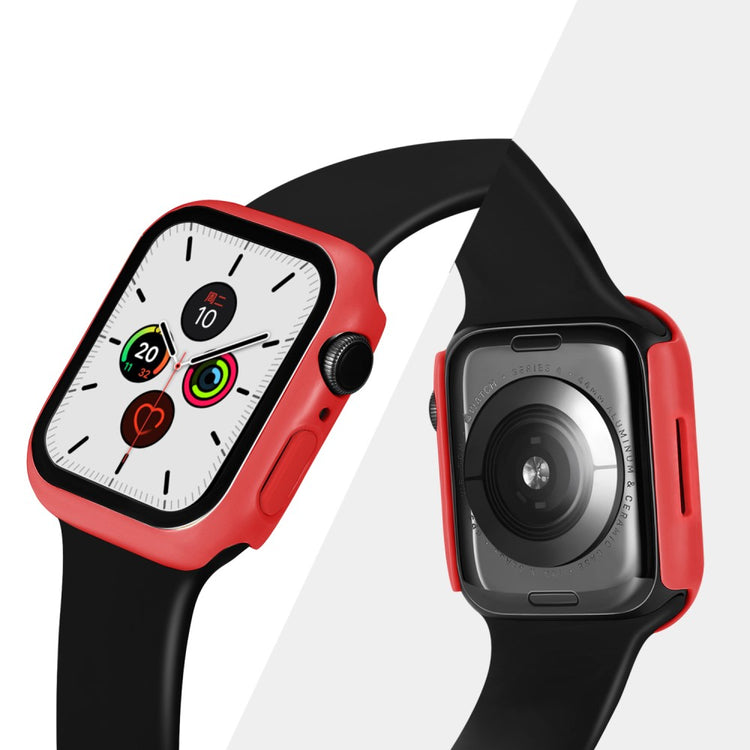 Vildt Godt Apple Watch Series 7 45mm Cover med Skærmbeskytter i Plastik og Hærdet Glas - Rød#serie_8