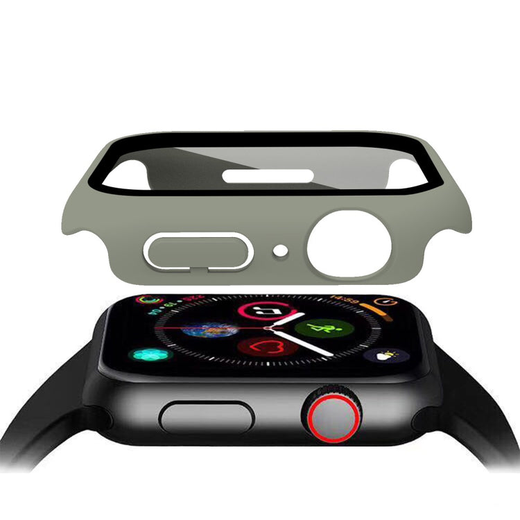 Vildt Godt Apple Watch Series 7 45mm Cover med Skærmbeskytter i Plastik og Hærdet Glas - Brun#serie_9