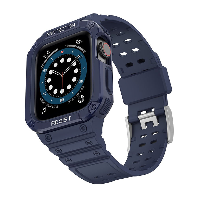 Super holdbart Apple Watch Series 7 45mm Silikone Rem - Blå#serie_1