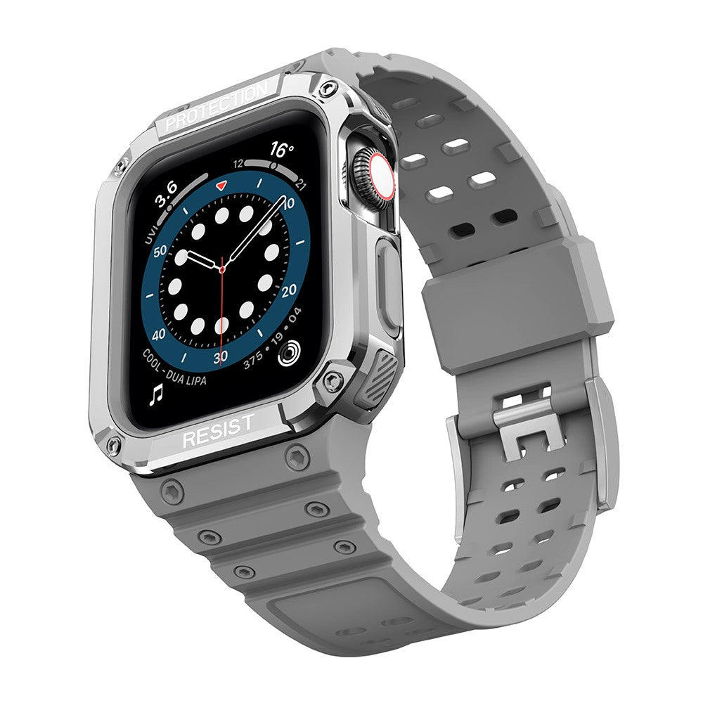 Super holdbart Apple Watch Series 7 45mm Silikone Rem - Sølv#serie_12