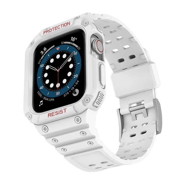 Super holdbart Apple Watch Series 7 45mm Silikone Rem - Hvid#serie_13