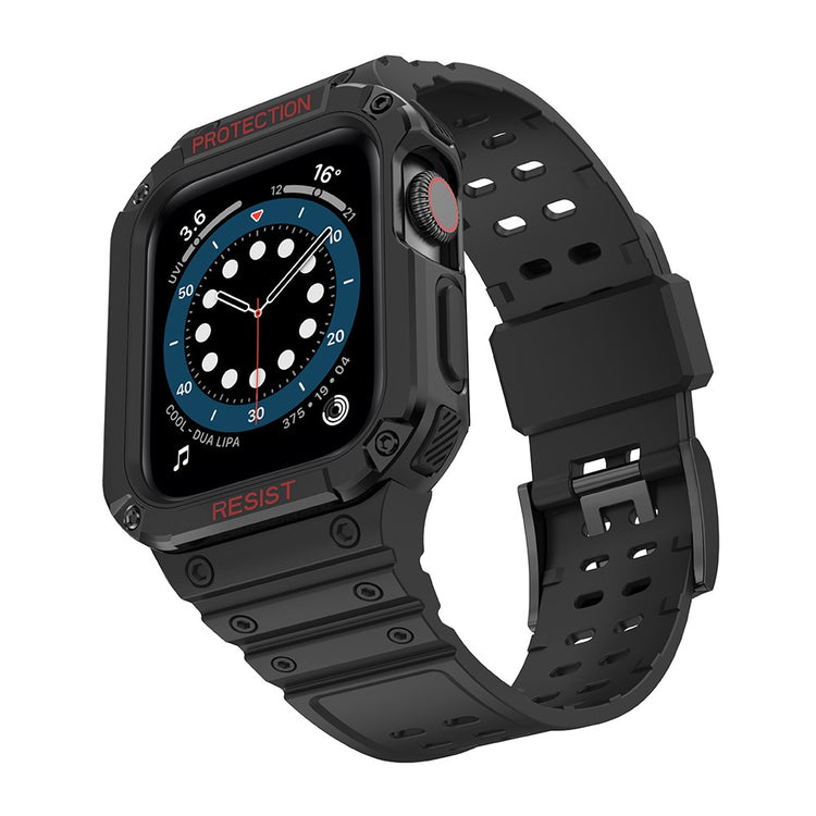 Super holdbart Apple Watch Series 7 45mm Silikone Rem - Sort#serie_5