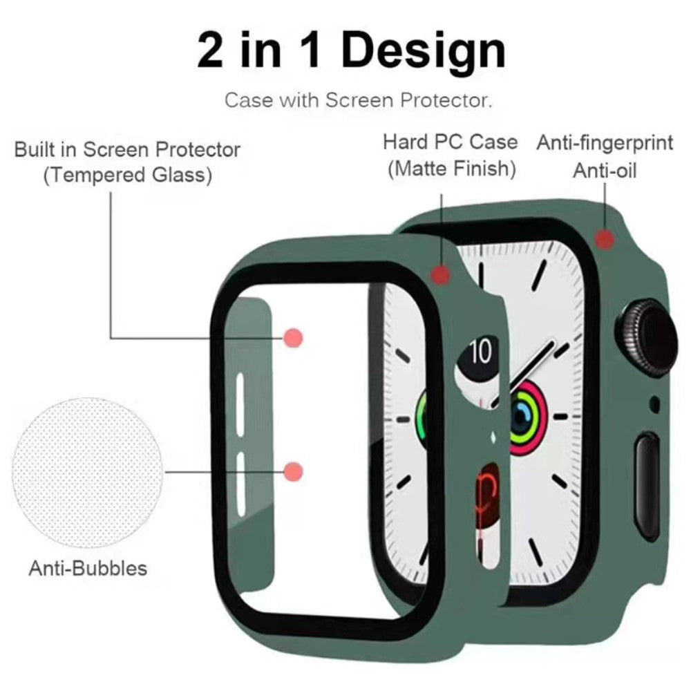 Super Godt Apple Watch Series 7 45mm Cover med Skærmbeskytter i Plastik og Hærdet Glas - Grøn#serie_4