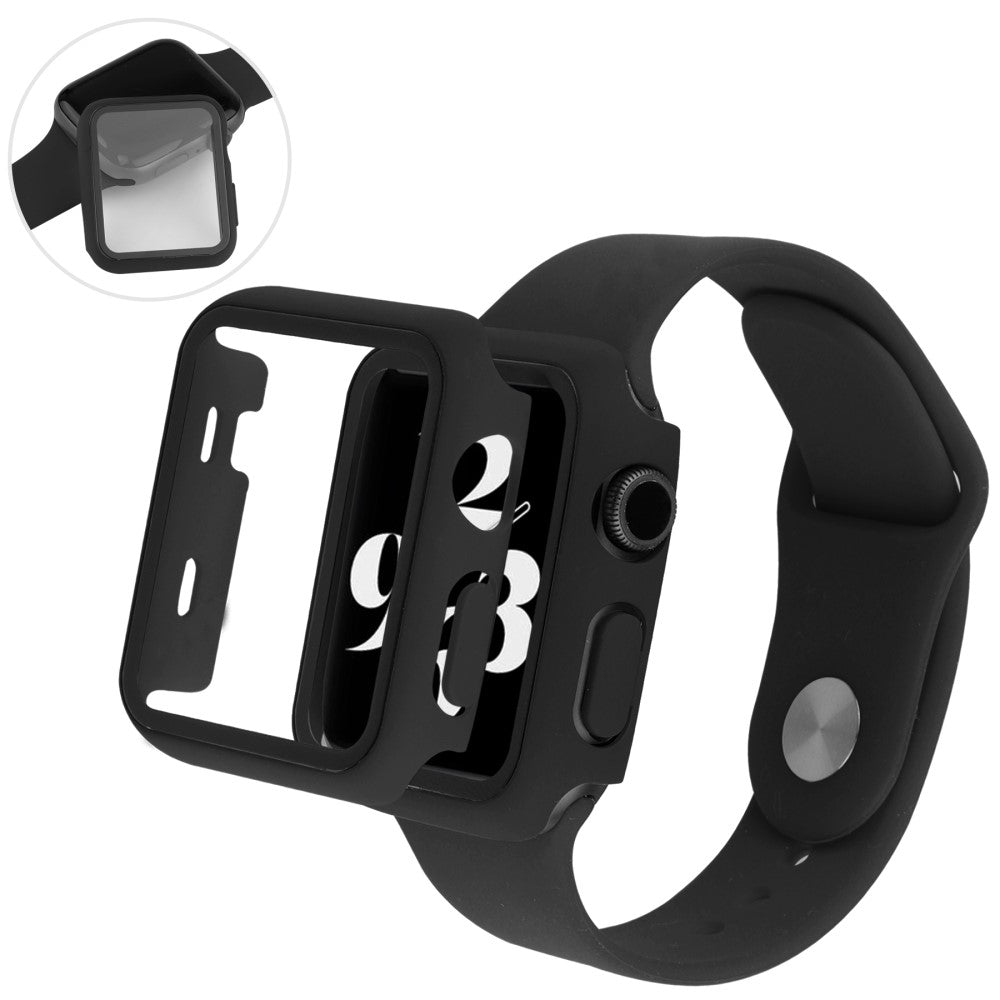 Meget Fint Apple Watch Series 7 45mm Cover med Skærmbeskytter i Plastik og Hærdet Glas - Gennemsigtig#serie_1