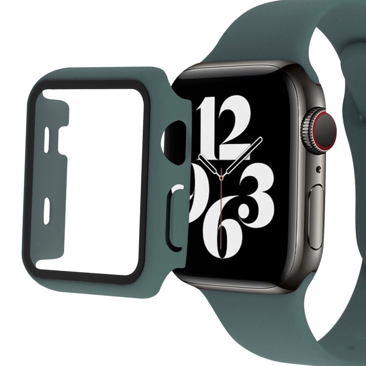 Meget Fint Apple Watch Series 7 45mm Cover med Skærmbeskytter i Plastik og Hærdet Glas - Grøn#serie_4