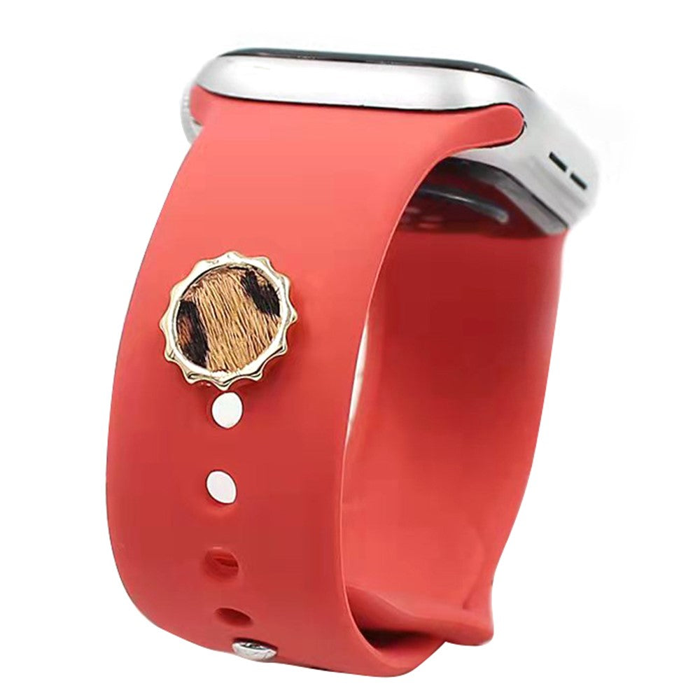 Klassisk Apple Watch Series 7 45mm Rhinsten og Silikone Rem - Rød#serie_4