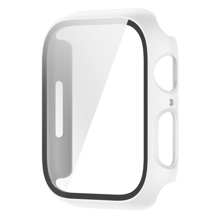 Fed Apple Watch Series 7 45mm Cover med Skærmbeskytter i Plastik og Hærdet Glas - Hvid#serie_1
