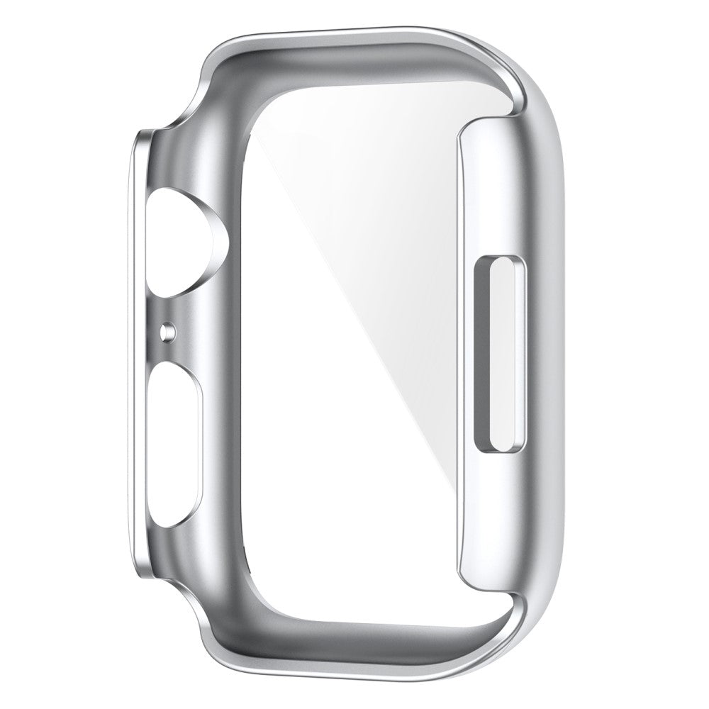 Fed Apple Watch Series 7 45mm Cover med Skærmbeskytter i Plastik og Hærdet Glas - Sølv#serie_10