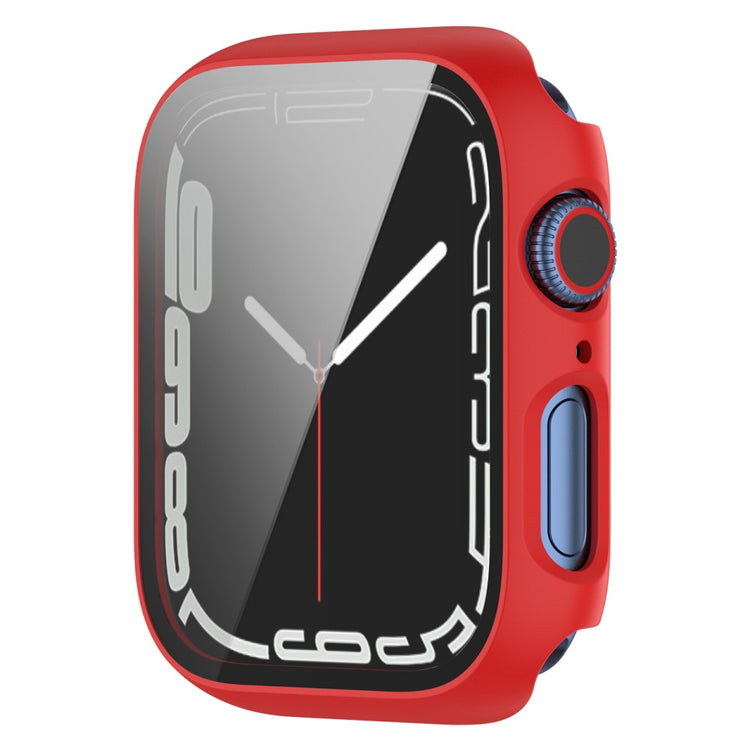 Fed Apple Watch Series 7 45mm Cover med Skærmbeskytter i Plastik og Hærdet Glas - Rød#serie_5