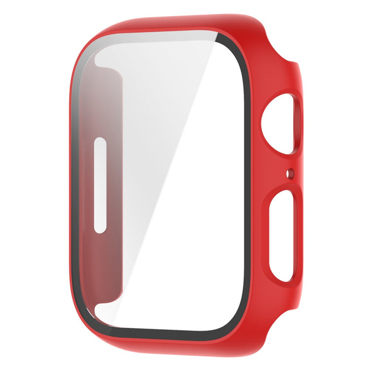 Fed Apple Watch Series 7 45mm Cover med Skærmbeskytter i Plastik og Hærdet Glas - Rød#serie_5