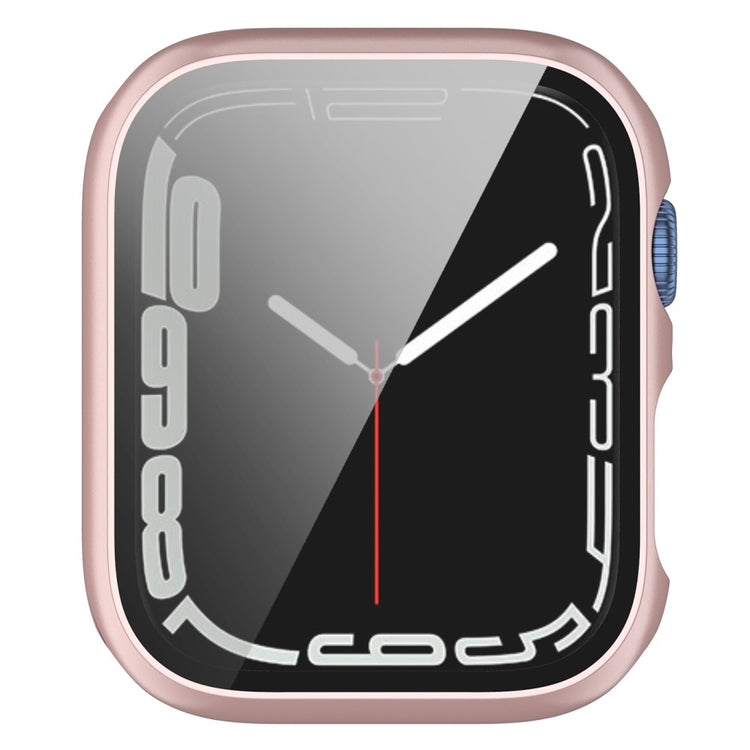 Fed Apple Watch Series 7 45mm Cover med Skærmbeskytter i Plastik og Hærdet Glas - Pink#serie_7