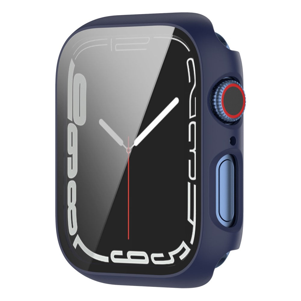 Fed Apple Watch Series 7 45mm Cover med Skærmbeskytter i Plastik og Hærdet Glas - Blå#serie_9
