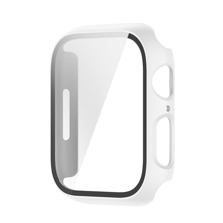 Beskyttende Apple Watch Series 7 45mm Cover med Skærmbeskytter i Plastik og Hærdet Glas - Hvid#serie_1