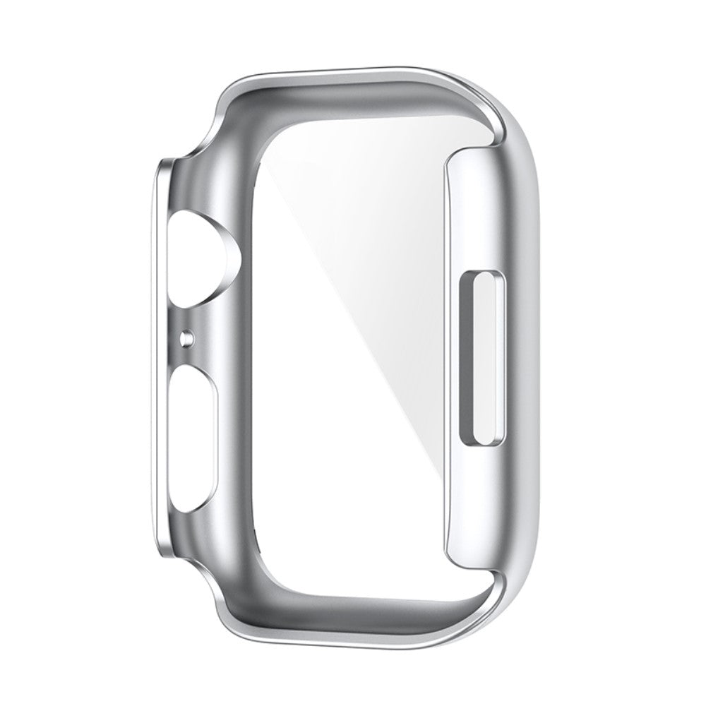 Beskyttende Apple Watch Series 7 45mm Cover med Skærmbeskytter i Plastik og Hærdet Glas - Sølv#serie_2