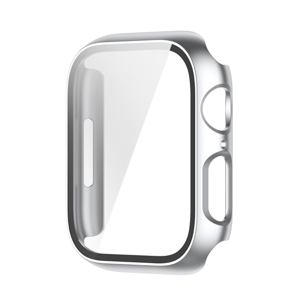 Beskyttende Apple Watch Series 7 45mm Cover med Skærmbeskytter i Plastik og Hærdet Glas - Sølv#serie_2