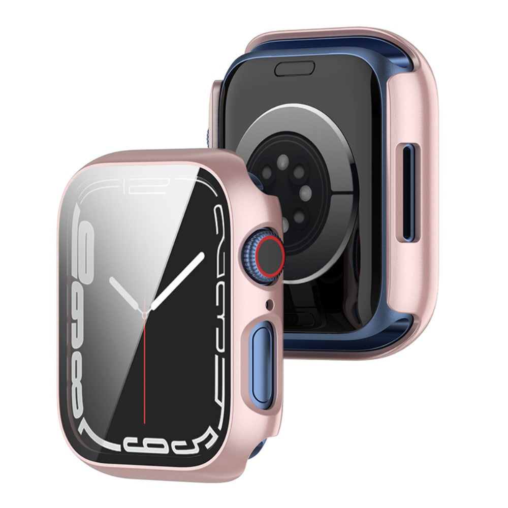 Beskyttende Apple Watch Series 7 45mm Cover med Skærmbeskytter i Plastik og Hærdet Glas - Pink#serie_4
