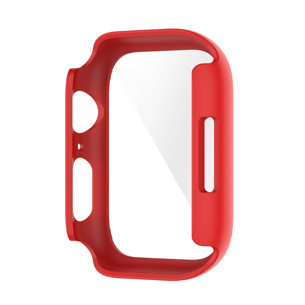 Beskyttende Apple Watch Series 7 45mm Cover med Skærmbeskytter i Plastik og Hærdet Glas - Rød#serie_6