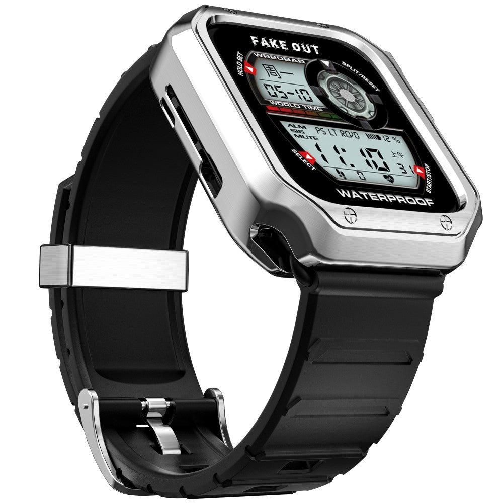 Smuk Apple Watch Series 7 45mm Plastik og Silikone Rem - Sølv#serie_1