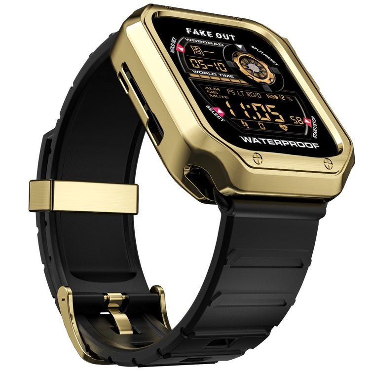 Smuk Apple Watch Series 7 45mm Plastik og Silikone Rem - Guld#serie_3