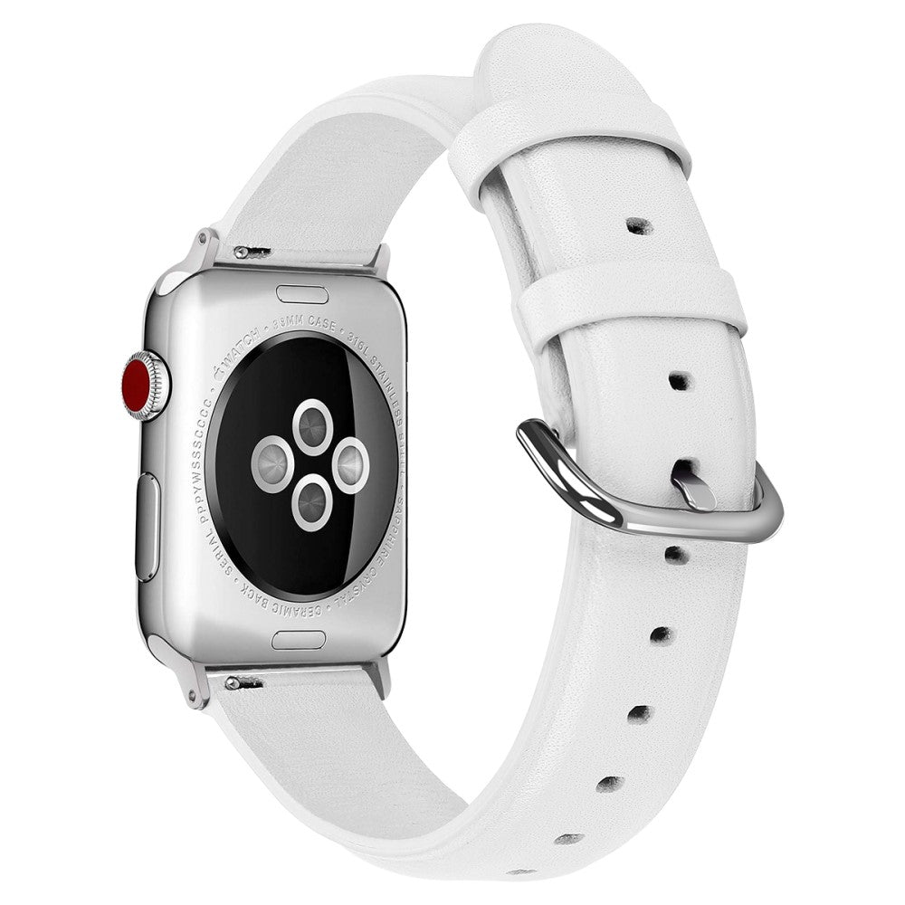 Helt vildt rart Apple Watch Series 7 45mm Ægte læder Rem - Hvid#serie_2