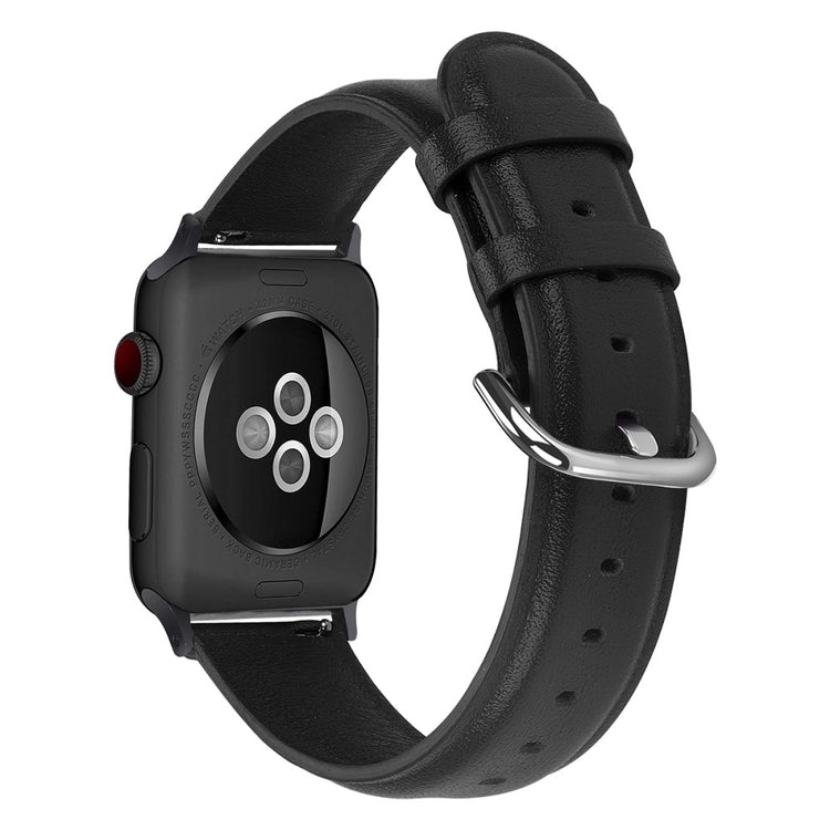 Helt vildt rart Apple Watch Series 7 45mm Ægte læder Rem - Sort#serie_3