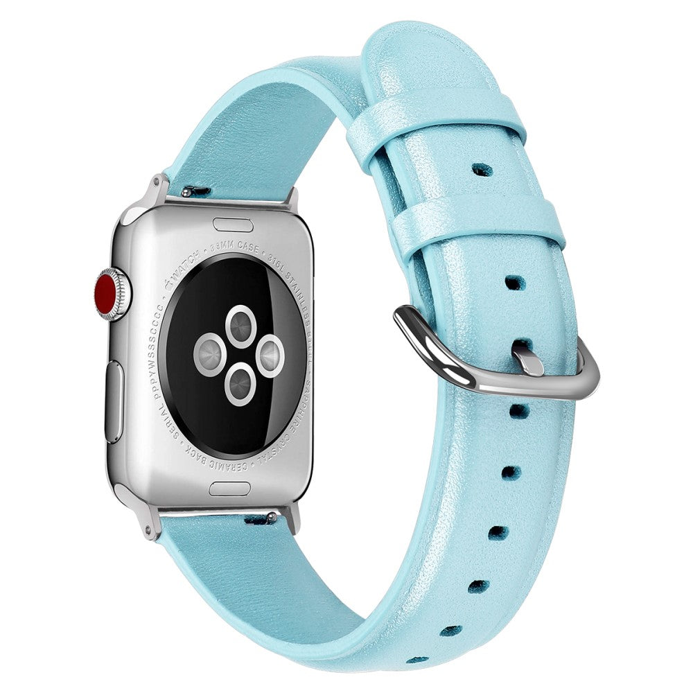 Helt vildt rart Apple Watch Series 7 45mm Ægte læder Rem - Blå#serie_4