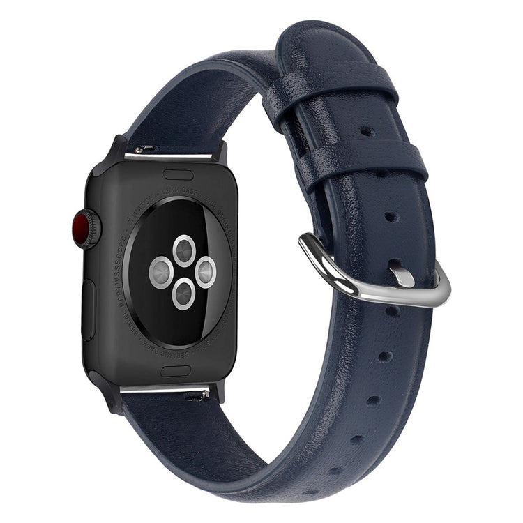 Helt vildt rart Apple Watch Series 7 45mm Ægte læder Rem - Blå#serie_6