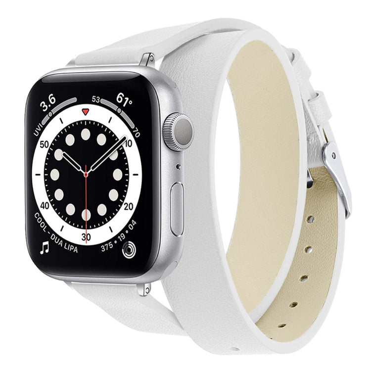 Smuk Apple Watch Series 7 45mm Ægte læder Rem - Hvid#serie_1