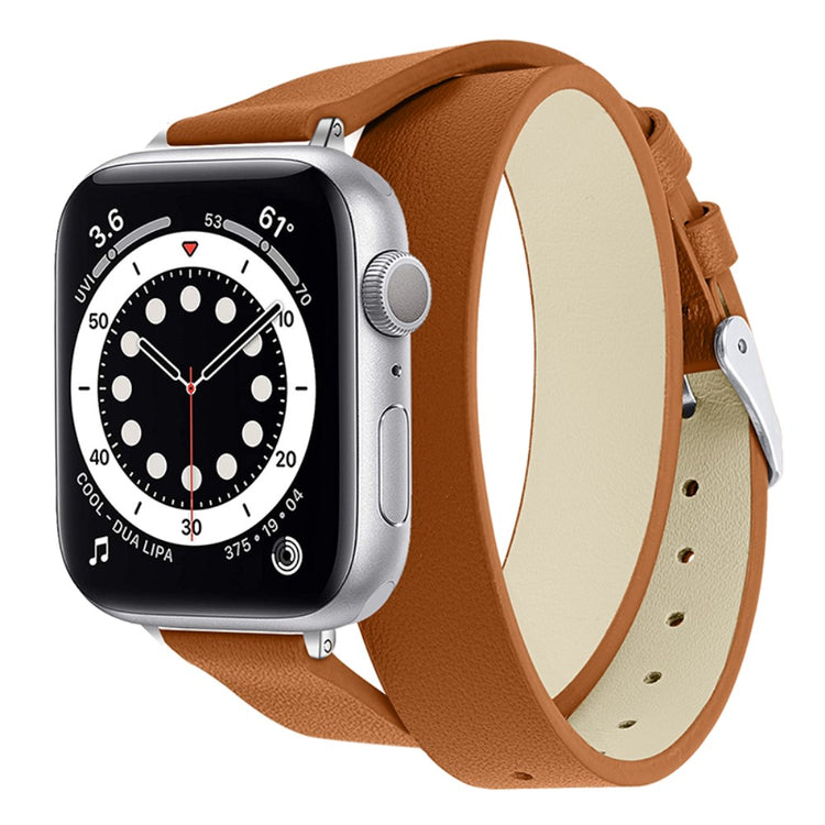 Smuk Apple Watch Series 7 45mm Ægte læder Rem - Brun#serie_6