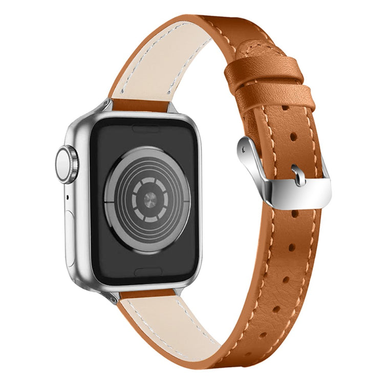Meget slidstærk Apple Watch Series 7 45mm Ægte læder Rem - Brun#serie_8