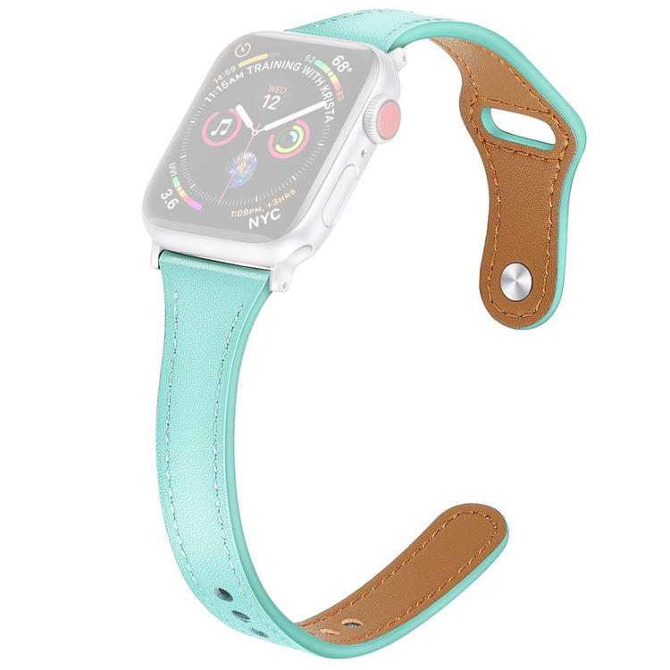 Helt vildt cool Apple Watch Series 7 45mm Ægte læder Rem - Størrelse: L - Grøn#serie_3