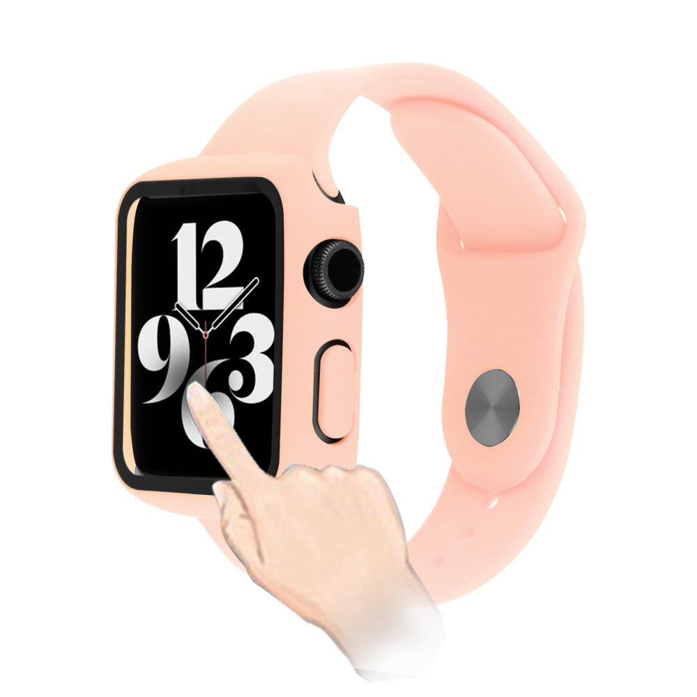 Apple Watch Series 7 45mm Plastik Cover med Rem og Hærdet Glas - Pink#serie_5