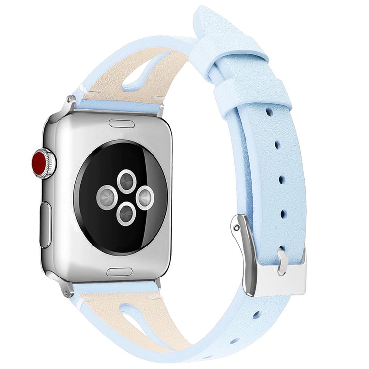 Helt vildt godt Apple Watch Series 7 45mm Ægte læder Rem - Blå#serie_10