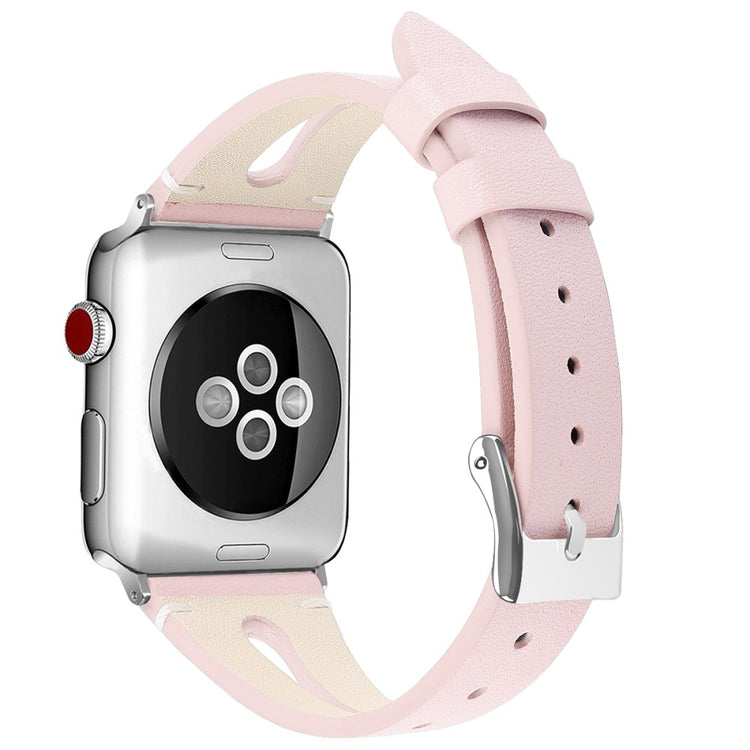 Helt vildt godt Apple Watch Series 7 45mm Ægte læder Rem - Pink#serie_13