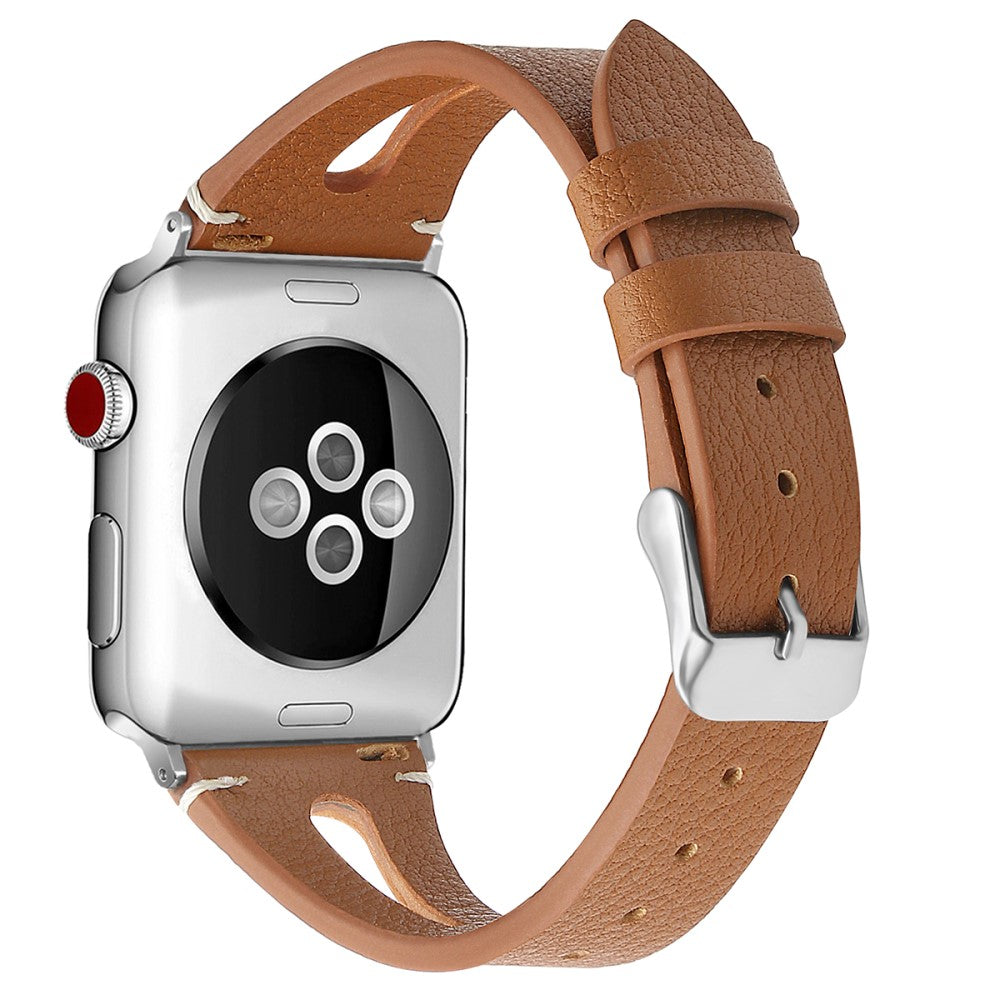 Helt vildt godt Apple Watch Series 7 45mm Ægte læder Rem - Brun#serie_15