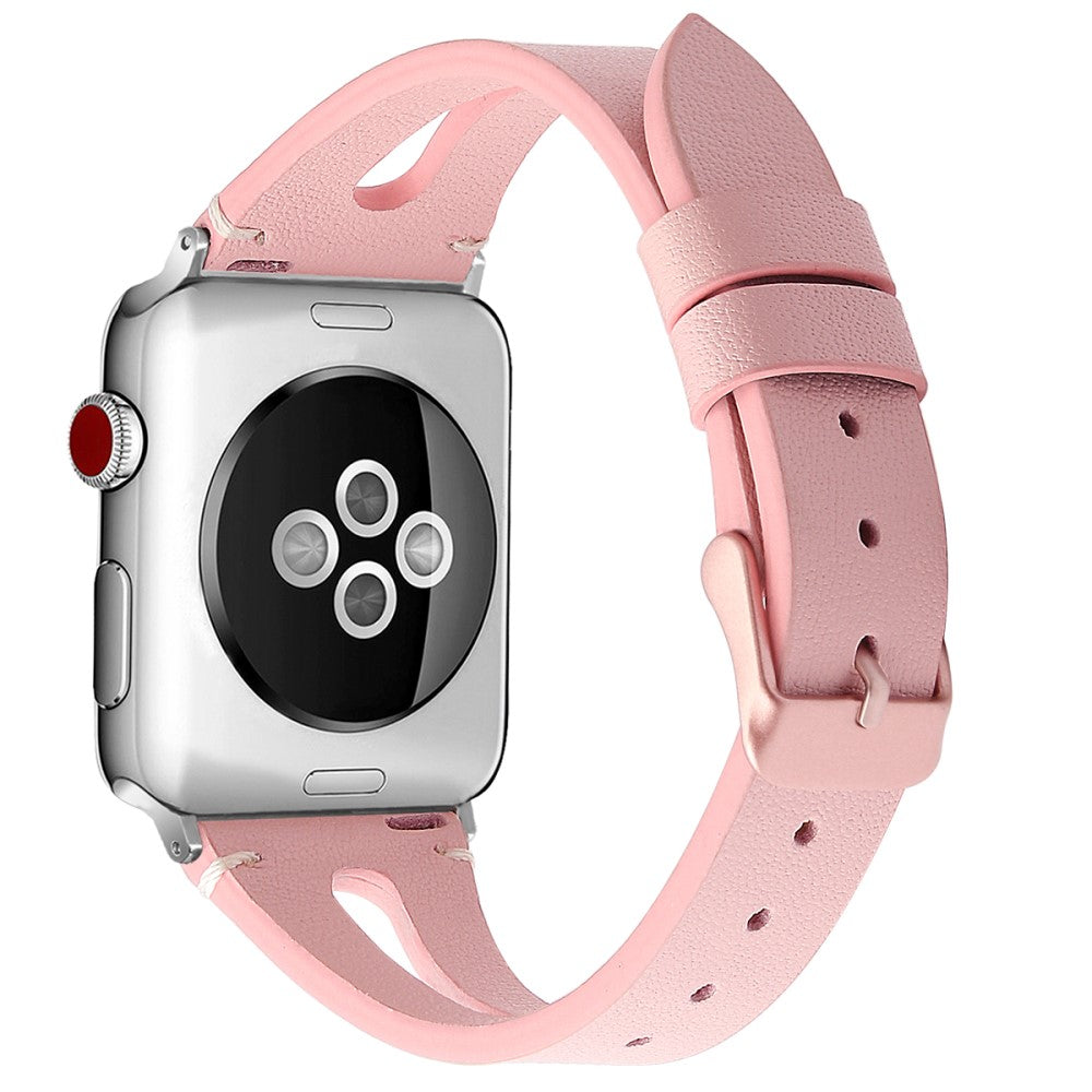 Helt vildt godt Apple Watch Series 7 45mm Ægte læder Rem - Pink#serie_5