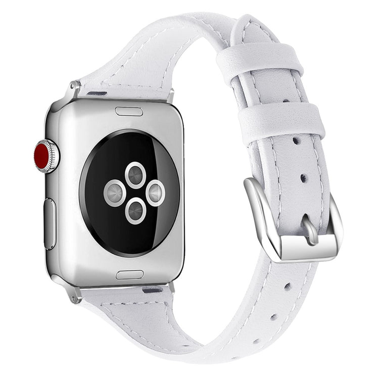 Glimrende Apple Watch Series 7 45mm Ægte læder Rem - Størrelse: L - Hvid#serie_2