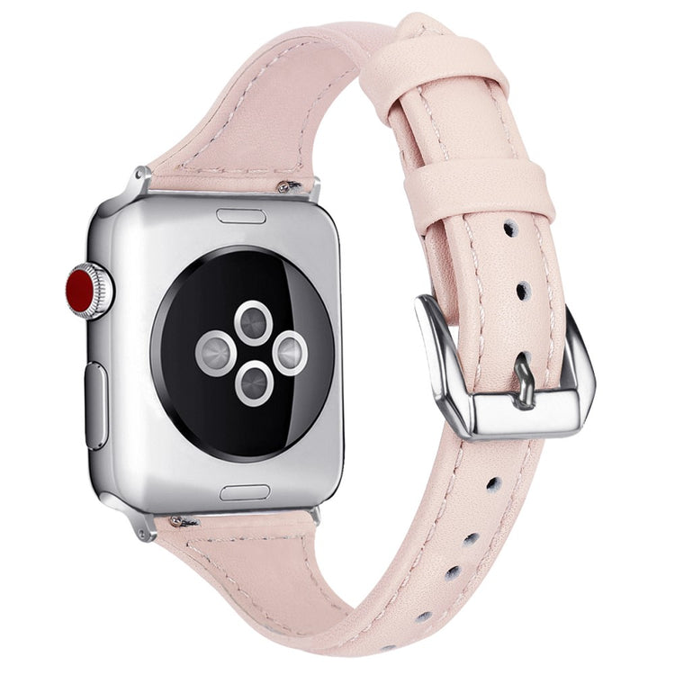 Glimrende Apple Watch Series 7 45mm Ægte læder Rem - Størrelse: L - Pink#serie_4