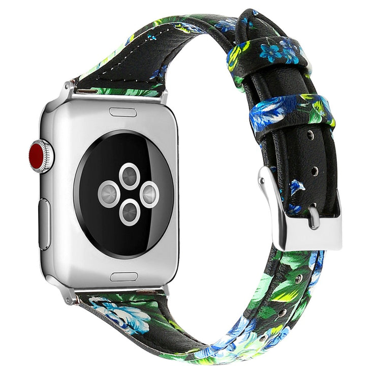 Glimrende Apple Watch Series 7 45mm Ægte læder Rem - Størrelse: L - Grøn#serie_8