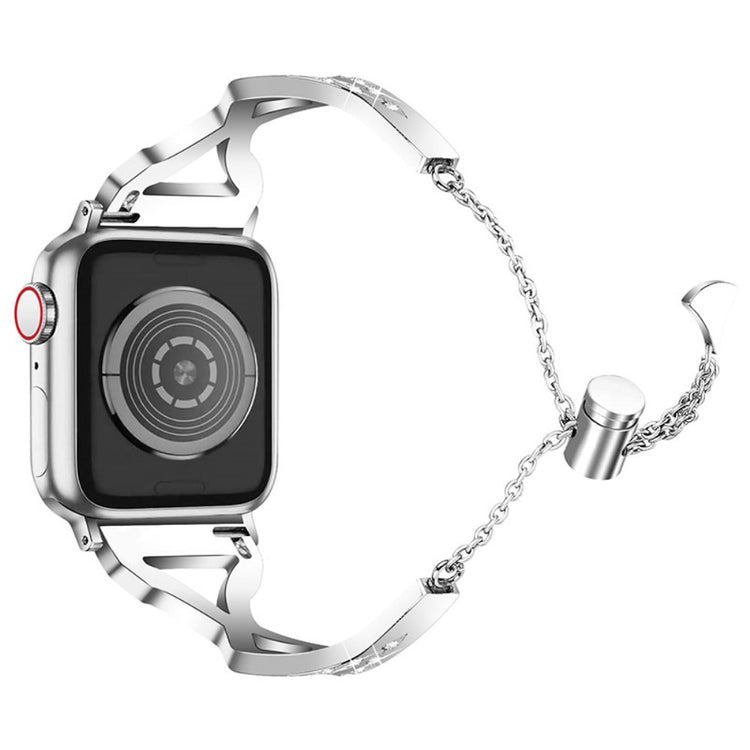 Rigtigt fed Apple Watch Series 7 45mm Metal og Rhinsten Rem - Sølv#serie_2